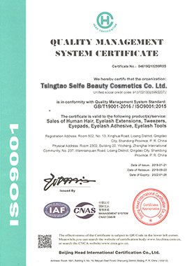 Quality management system certificate