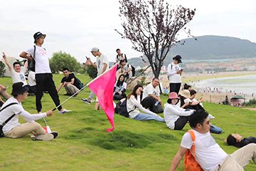 Picnic on the beach lawn